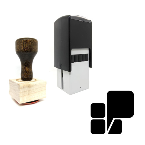 "Pixel" rubber stamp with 3 sample imprints of the image