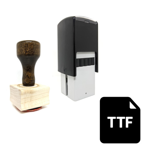 "Ttf File" rubber stamp with 3 sample imprints of the image