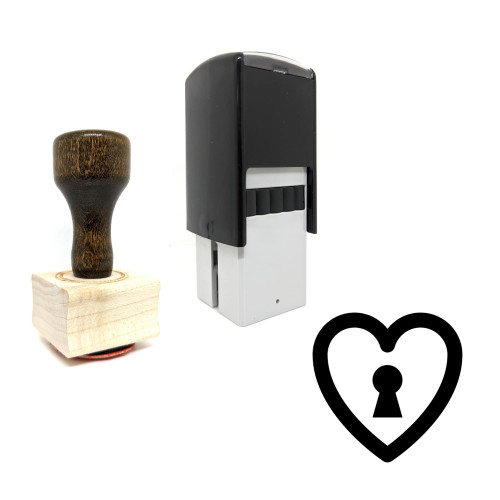 "Heart Lock" rubber stamp with 3 sample imprints of the image