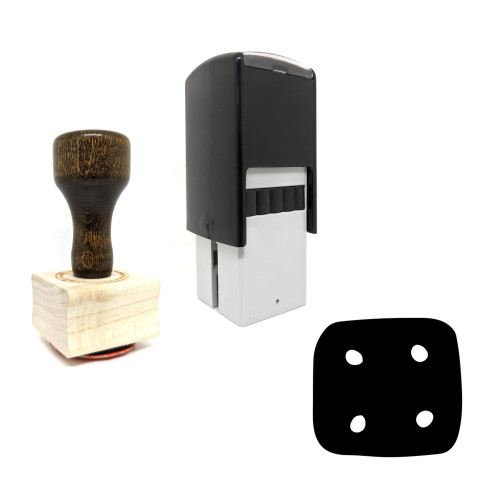 "Dice" rubber stamp with 3 sample imprints of the image