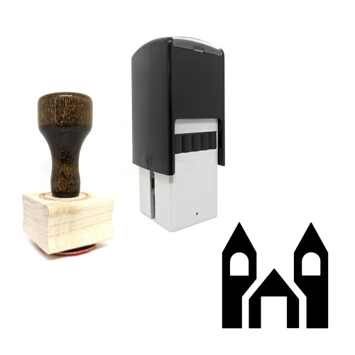"Fortress" rubber stamp with 3 sample imprints of the image