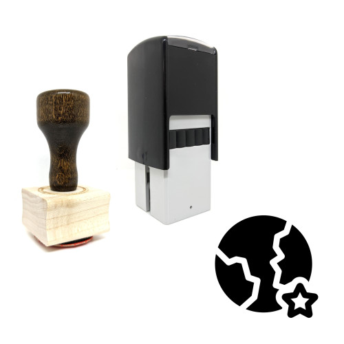 "Earth" rubber stamp with 3 sample imprints of the image
