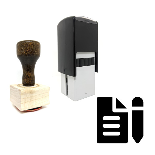 "Essay" rubber stamp with 3 sample imprints of the image