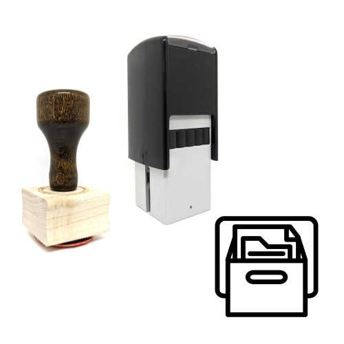 "File Box" rubber stamp with 3 sample imprints of the image