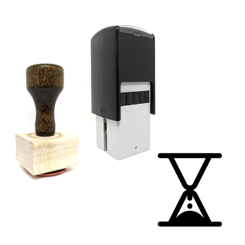 "Hourglass" rubber stamp with 3 sample imprints of the image