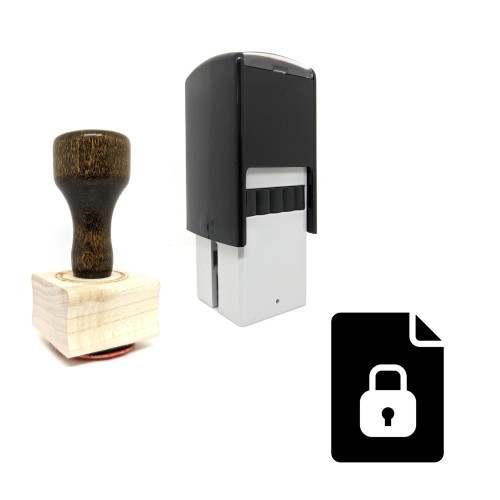"Lock" rubber stamp with 3 sample imprints of the image