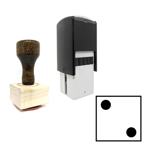 "Dice" rubber stamp with 3 sample imprints of the image