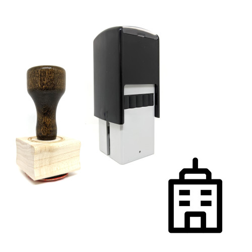 "Skyscraper" rubber stamp with 3 sample imprints of the image