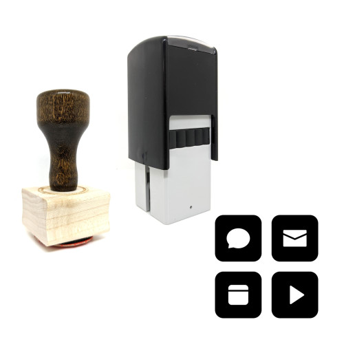 "Icons" rubber stamp with 3 sample imprints of the image
