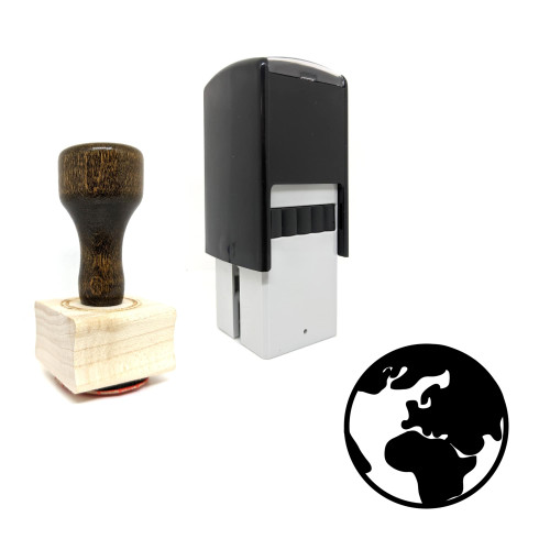 "Earth" rubber stamp with 3 sample imprints of the image