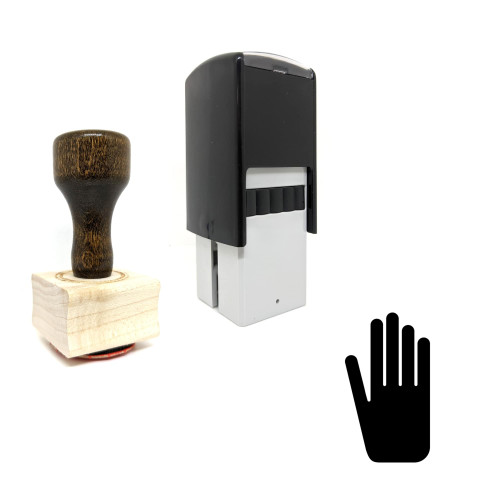 "Hand" rubber stamp with 3 sample imprints of the image
