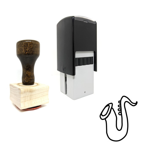 "Saxophone" rubber stamp with 3 sample imprints of the image