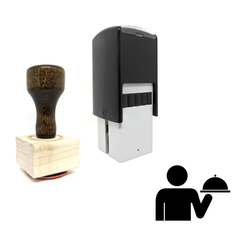 "Waiter" rubber stamp with 3 sample imprints of the image