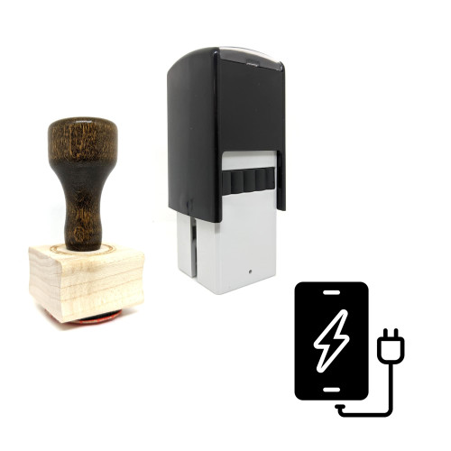 "Phone Charging" rubber stamp with 3 sample imprints of the image