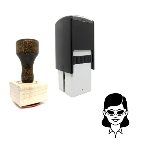 "Woman" rubber stamp with 3 sample imprints of the image