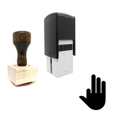 "Hand Four" rubber stamp with 3 sample imprints of the image
