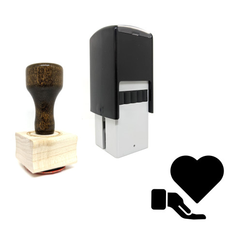 "Heart Hand" rubber stamp with 3 sample imprints of the image