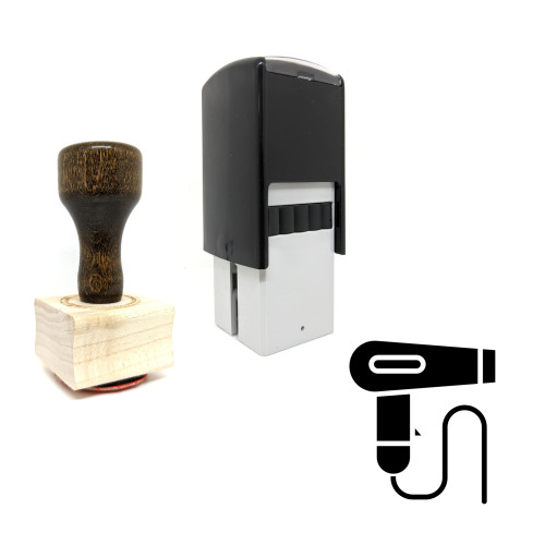 "Hairdryer" rubber stamp with 3 sample imprints of the image