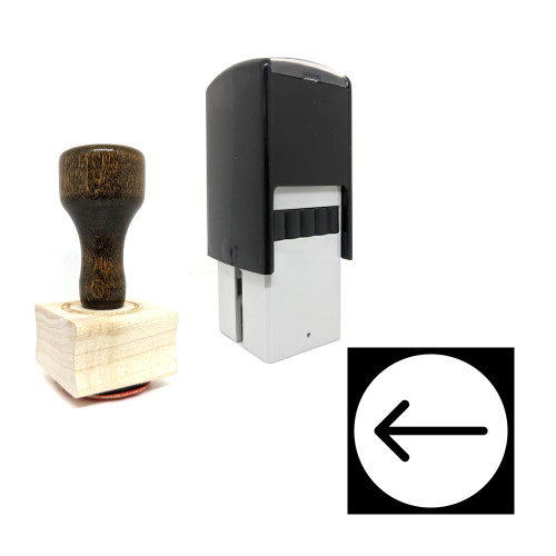 "Left Arrow" rubber stamp with 3 sample imprints of the image