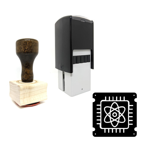 "Quantum Computer" rubber stamp with 3 sample imprints of the image