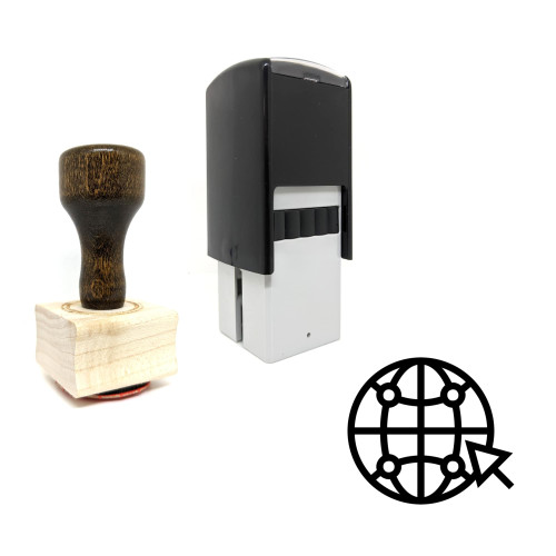 "Globe Click" rubber stamp with 3 sample imprints of the image