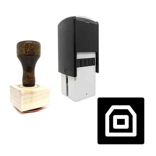 "USB Type B" rubber stamp with 3 sample imprints of the image