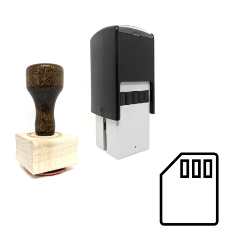 "SD Card" rubber stamp with 3 sample imprints of the image