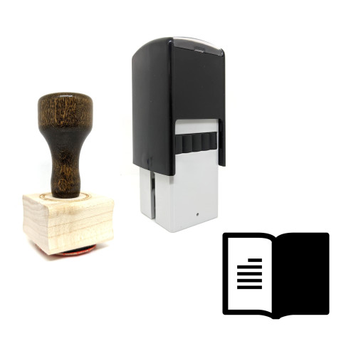 "Book" rubber stamp with 3 sample imprints of the image