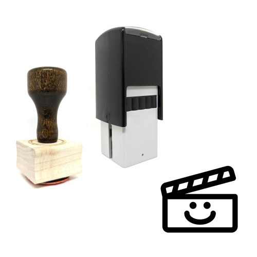 "Movie" rubber stamp with 3 sample imprints of the image