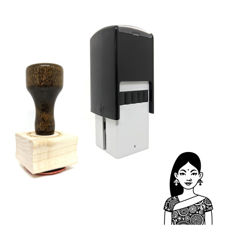 "Woman" rubber stamp with 3 sample imprints of the image