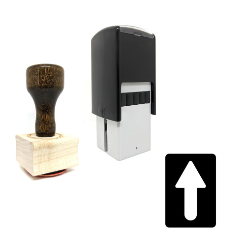 "Up" rubber stamp with 3 sample imprints of the image