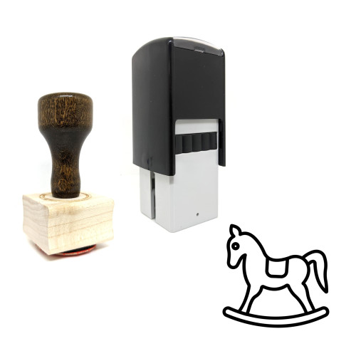 "Horse Rocker" rubber stamp with 3 sample imprints of the image