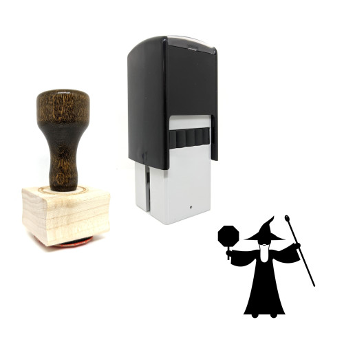 "Wizard" rubber stamp with 3 sample imprints of the image