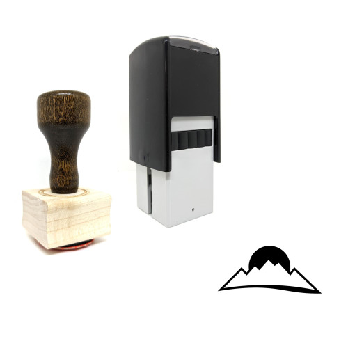 "Mountains" rubber stamp with 3 sample imprints of the image