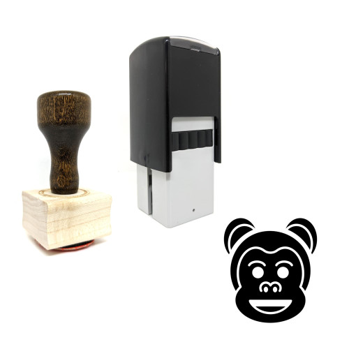 "Happy Monkey Face" rubber stamp with 3 sample imprints of the image