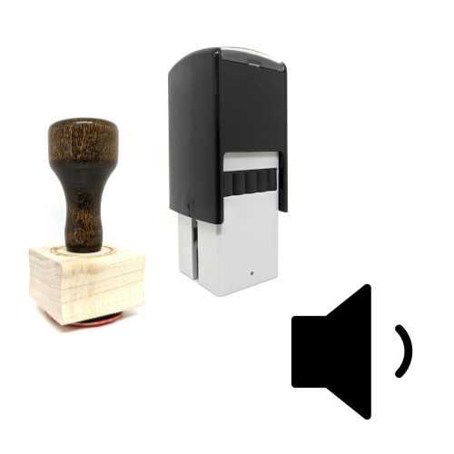 "Speaker Low" rubber stamp with 3 sample imprints of the image