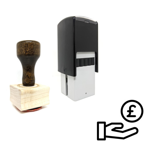 "Receive Poundsterling" rubber stamp with 3 sample imprints of the image