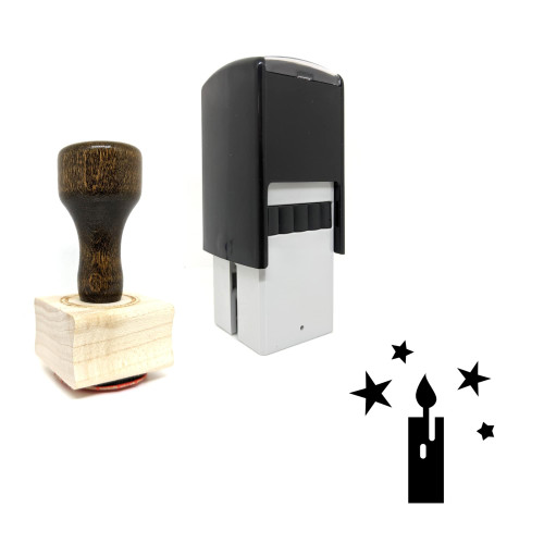 "Candle" rubber stamp with 3 sample imprints of the image