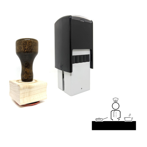 "Chef" rubber stamp with 3 sample imprints of the image
