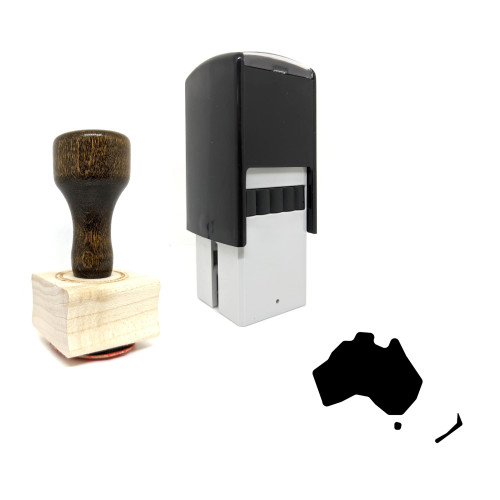 "Australia" rubber stamp with 3 sample imprints of the image