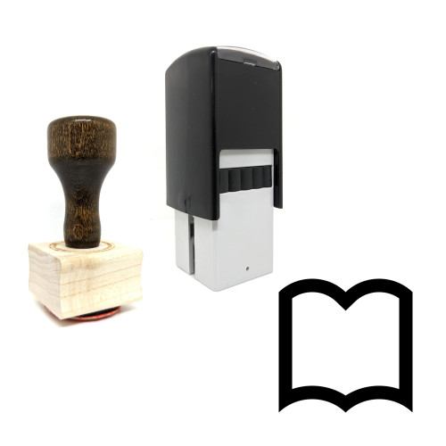 "Book" rubber stamp with 3 sample imprints of the image