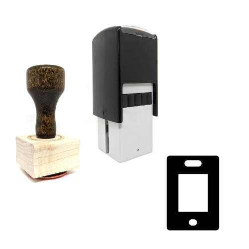 "Mobile" rubber stamp with 3 sample imprints of the image