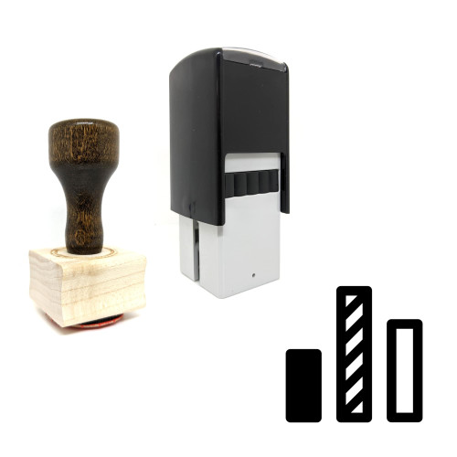 "Bar Chart" rubber stamp with 3 sample imprints of the image