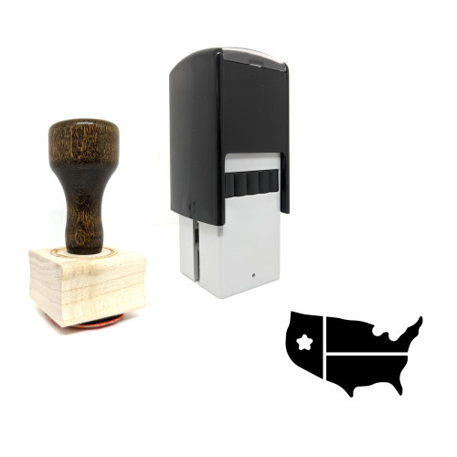 "USA Map" rubber stamp with 3 sample imprints of the image