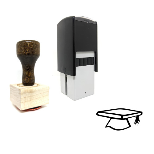"Mortar Board" rubber stamp with 3 sample imprints of the image