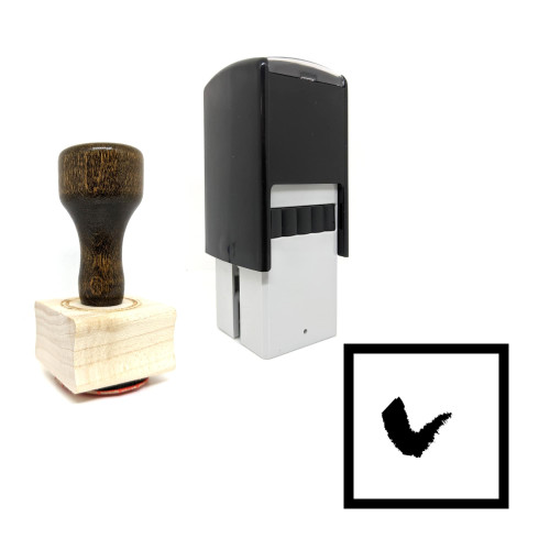 "Checkbox" rubber stamp with 3 sample imprints of the image