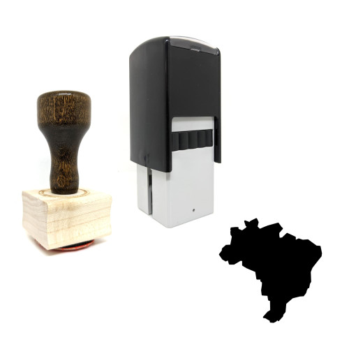 "Brazil" rubber stamp with 3 sample imprints of the image