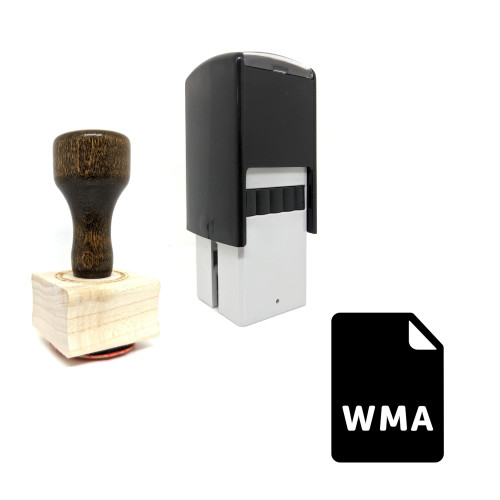 "Wma File" rubber stamp with 3 sample imprints of the image