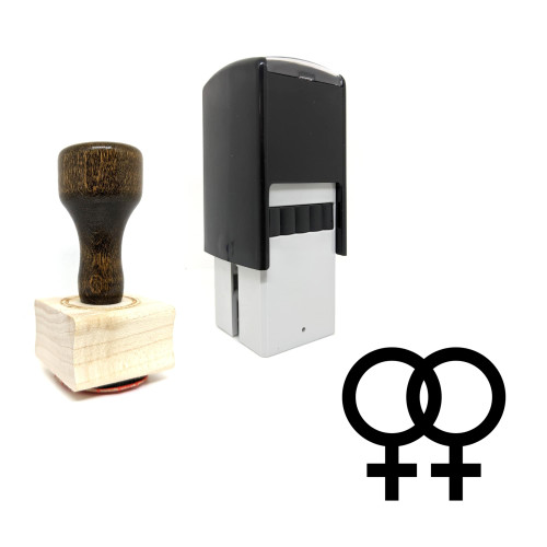 "Lesbian" rubber stamp with 3 sample imprints of the image