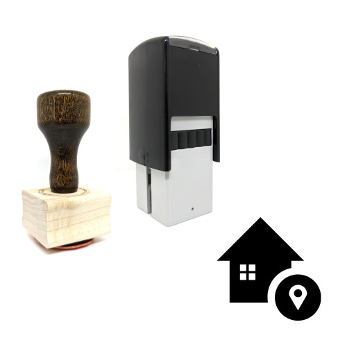 "House Location" rubber stamp with 3 sample imprints of the image